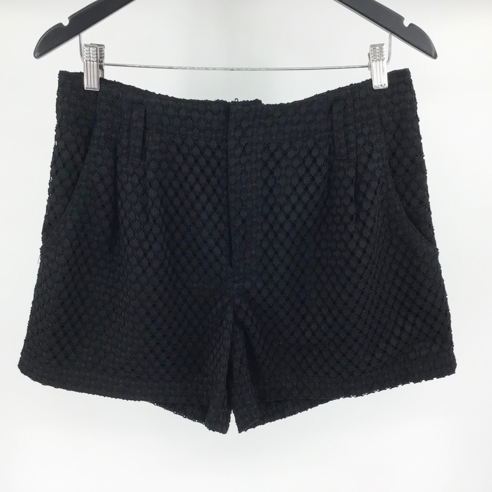 Ketz-Ke Black Eyelet Lace Lined Shorts, Medium